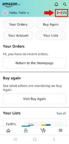 how to change amazon country on the app